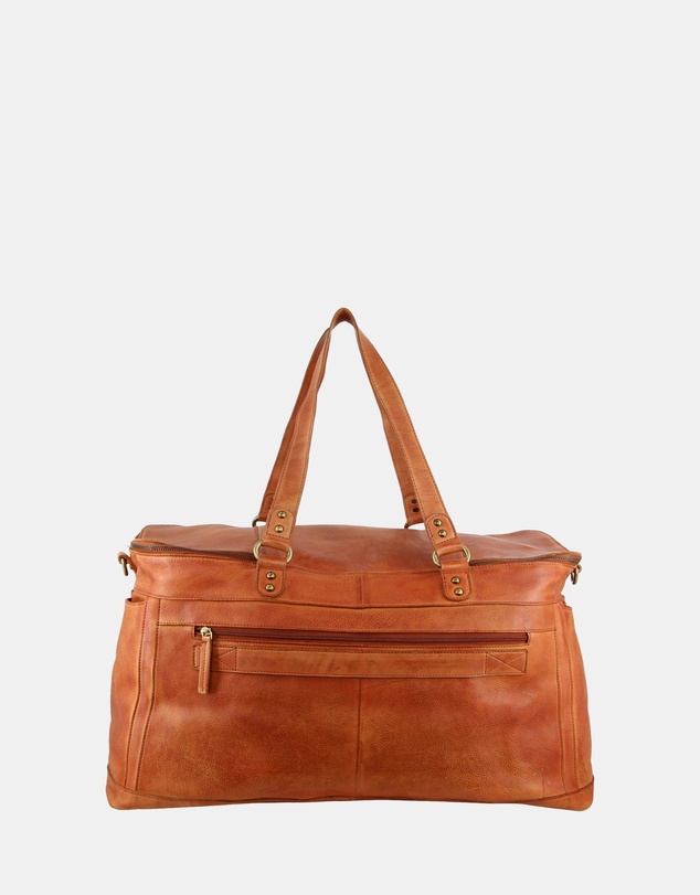 Pierre Cardin - Pierre Cardin Burnished Leather Multi-Compartment Overnight Bag