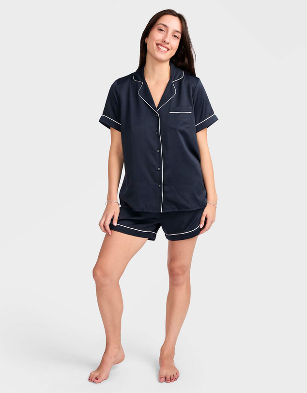 Mitch Dowd - Mitchdowd Navy Satin Pyjama Set
