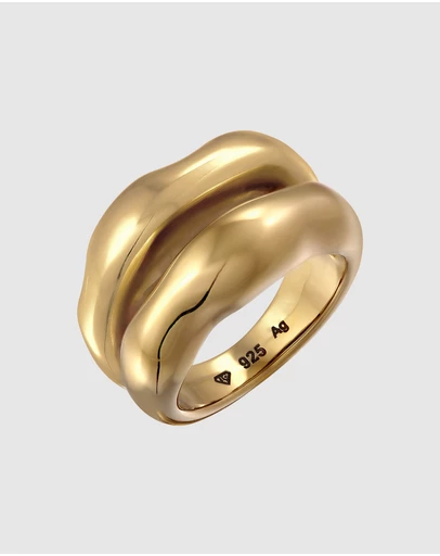 Elli Jewelry - Chunky Band Ring in Gold-Plated 925 Silver