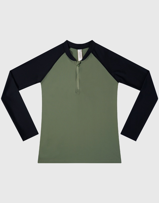 Aqua Blu Kids - Building Blocks Khaki Long Sleeve Rash Vest - Teens