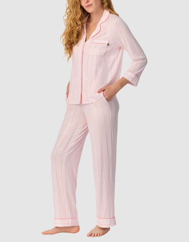 Kate Spade - Printed Modal Jersey Button Up 3/4 Sleeve Long Pyjama Set