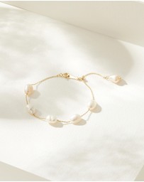 Mestige - Monaco Freshwater Pearl Bracelet - 18K Gold Plated