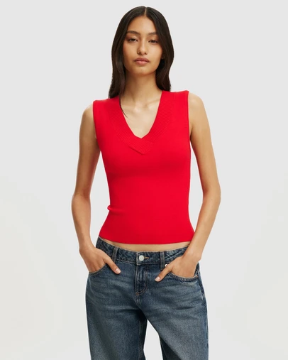 Cotton On - Double Knit V Neck Tank