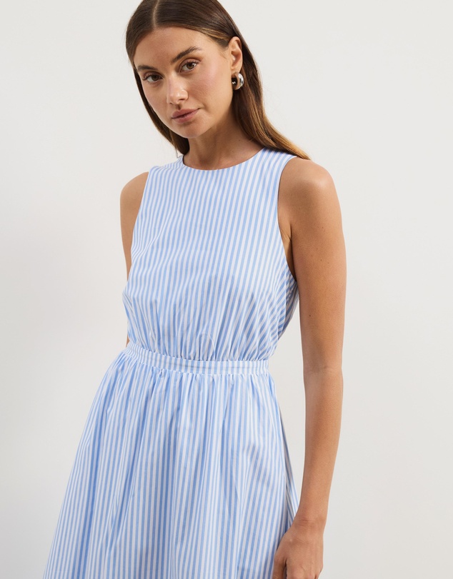 Atmos&Here - Isobel Cotton Stripe Poplin Midi Dress