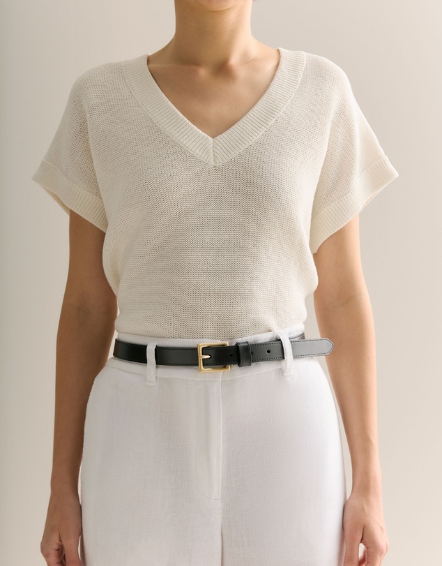 Trenery - Leather Slim Belt in Black