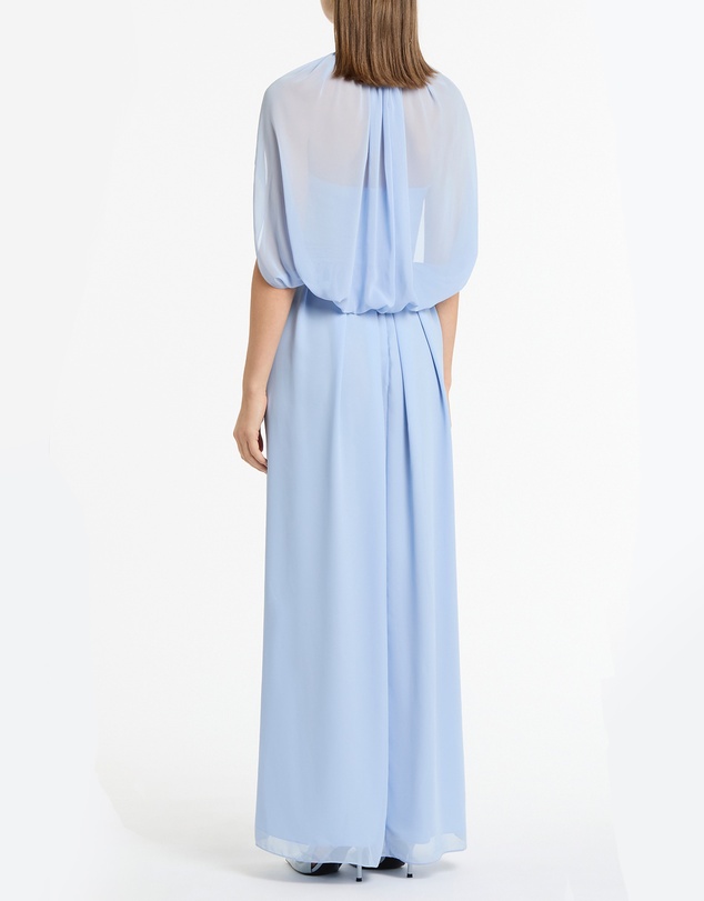 Carla Zampatti - Powder Blue Georgette Halter Cape Gown