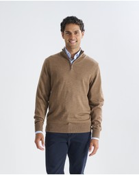 3 Wise Men - 3 Wise Men Harvey Zip Neck Merino Knit - Ale