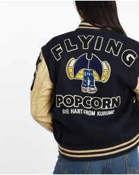 Vintage by The Real Deal - Pre Loved - Vintage 70s Flying Popcorn 'Karume, Japan' Varsity Jacket