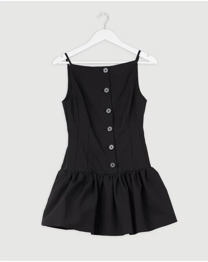 Revibe - Repaired Shona Joy Lani Drop Waist Square Neck Mini Dress - AU 6