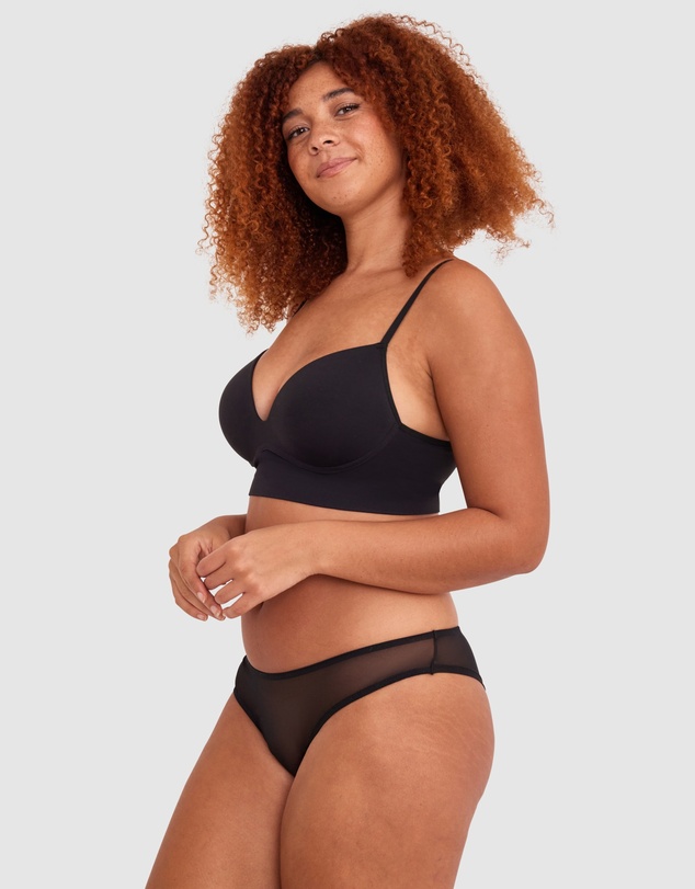 Bras N Things - Base Layers Long Line Push Up Bra - Black