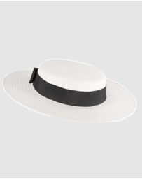 Max Alexander - White and Black Boater Hat
