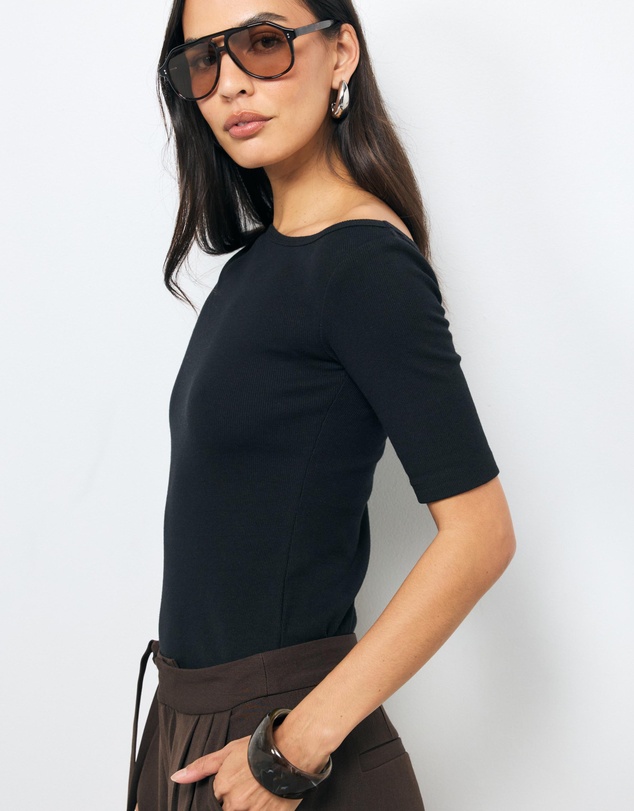AERE - Off Shoulder Ribbed T-Shirt
