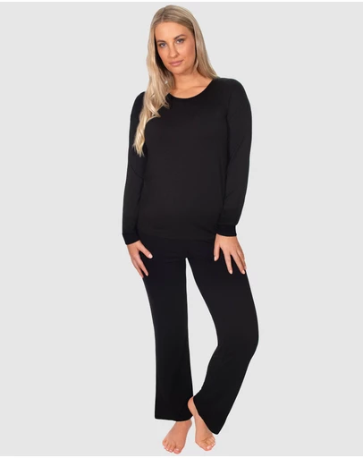B Free Intimate Apparel - Bamboo Long Sleeve Top and Flare Pants Pyjama Set