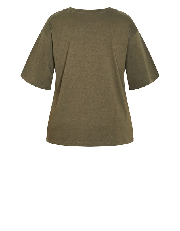 City Chic - Plus size Oversized Crew Neck Tee - khaki