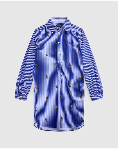Polo Ralph Lauren - Polo Bear Striped Cotton Shirtdress - Kids-Teens