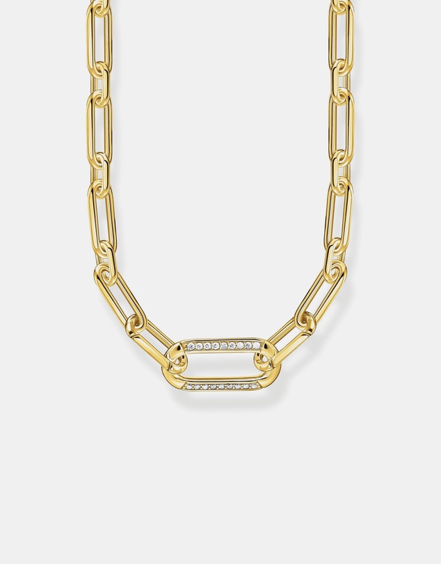 THOMAS SABO - Golden Link Necklace with Anchor Element and Zirconia