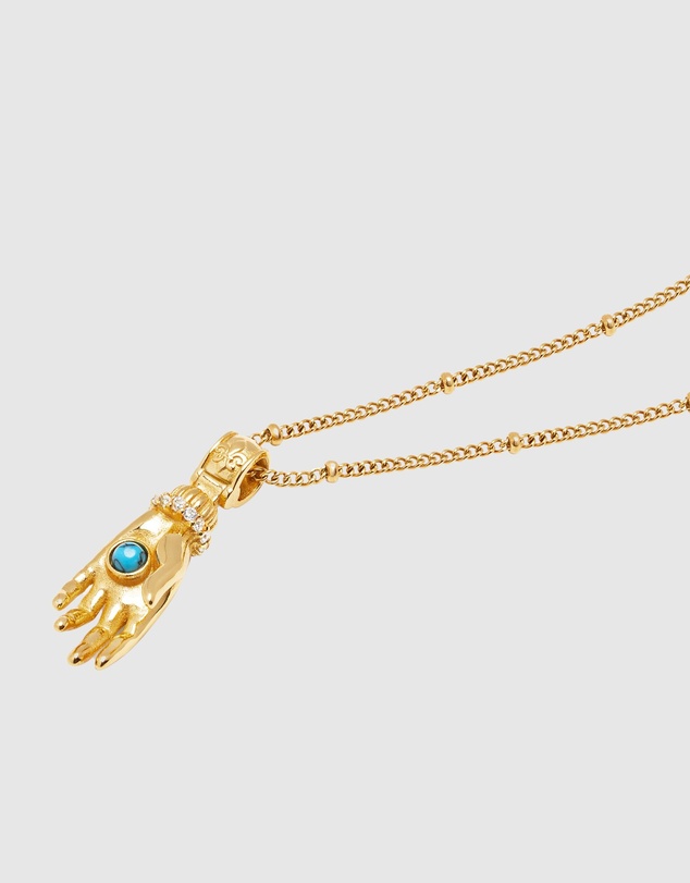 Nialaya Jewellery - Women’s Hand Pendant with a Small Turquoise Gemstone