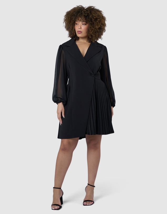 Pink Dusk by Curve Project - Feverish Nights Tuxedo Mini Dress