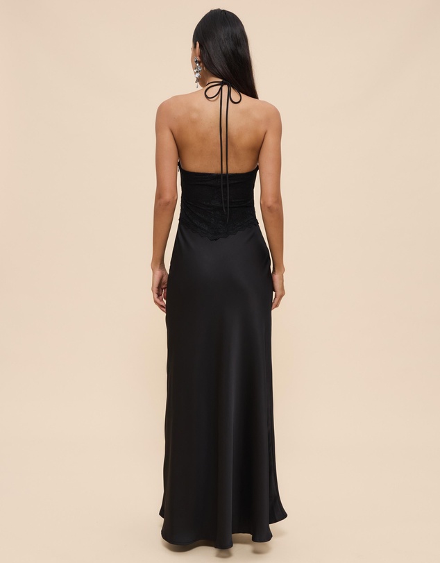 CHANCERY - Georgie Halter Neck Lace Panelled Maxi Dress