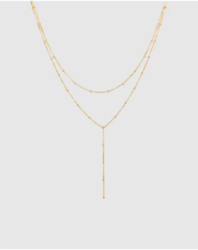 Elli Jewelry - Ball Layer Y-Necklace in Gold-Plated 925 Silver