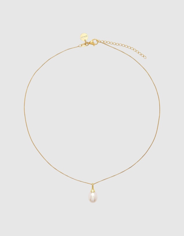 Najo - Isla Yellow Gold Pearl (White) Necklace
