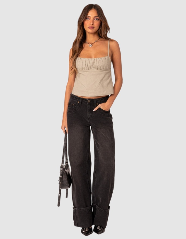 EDIKTED - Linen Look Open Back Top