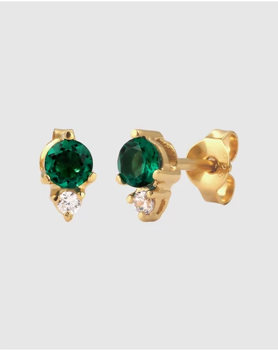 Elli Jewelry - Zirconia Circle Stud Earrings in Gold-Plated 925 Silver