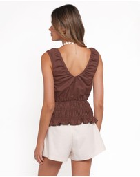 Petal & Pup - Lucilla Shirred Waist Top - Chocolate