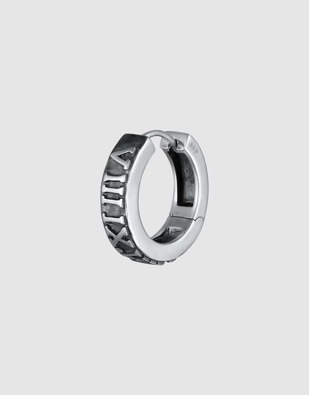 Kuzzoi - ICONIC EXCLUSIVE - Earrings Single Creoles Roman Numerals in 925 Sterling Silver Oxidised