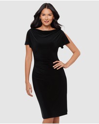 Miraclesuit Shapewear - Zari Knee-Length Flutter Sleeve Cowl Neck Shaping Dress