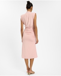 With Harper Lu - Structured Shoulder Midi Dress