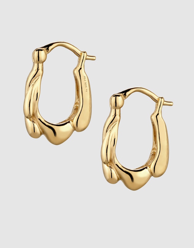 Elli Jewelry - Melted Hoop Earrings in Gold-Plated 925 Sterling Silver