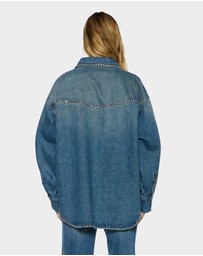 Ksubi - Oversized LS Shirt Texas Blue Studded
