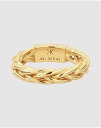 Kuzzoi - ICONIC EXCLUSIVE - Ring Male Bandring Braid Pattern 925 Sterling Silver Gold Plated