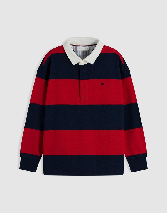 Tommy Hilfiger - Regular Fit Stripe Long Sleeve Polo Shirt - Teens