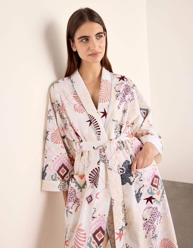 Chelsea Peers - Cotton Poplin Ikat Longline Kimono