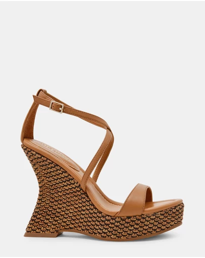 Steve Madden - Caliana Tan Multi Wedge Heels