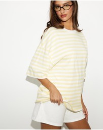 Dazie - Nostalgia Stripe Oversized Boyfriend Tee