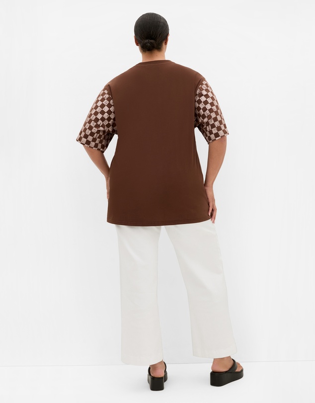 City Chic - Plus size Ink & Essence Oversized Cotton Tee - chocolate