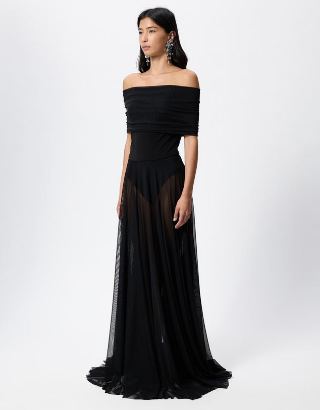Norma Kamali - Sleeveless Cowl Neck Combo Flared Gown