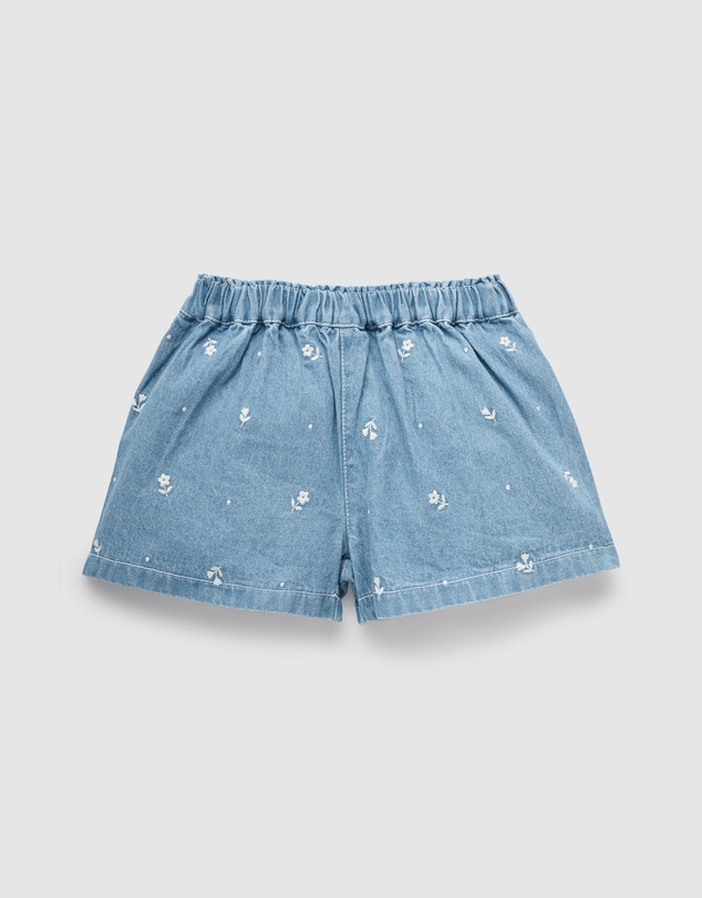 Purebaby - Denim Embriodered Shorts-Kids-Babies