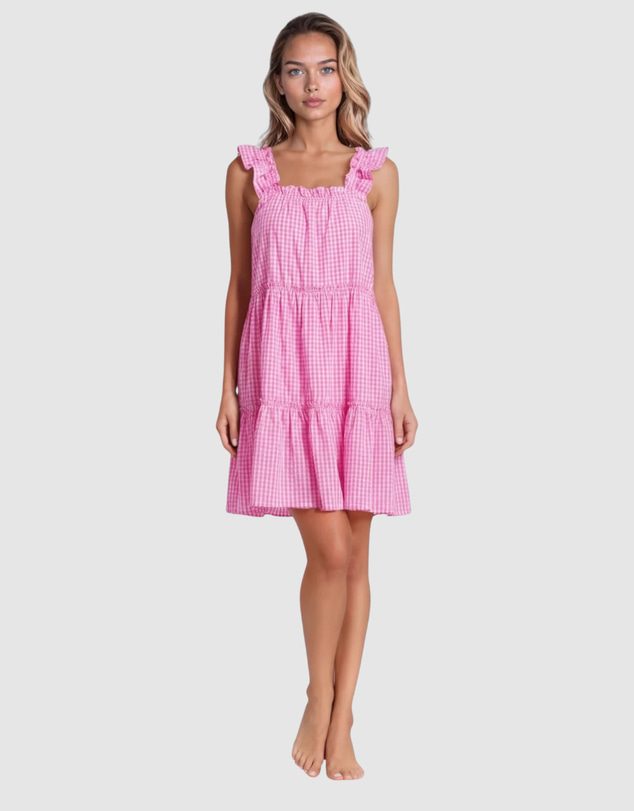 Sant And Abel - Women's Hepburn Gingham Pink Nightie