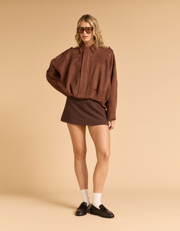 MVN - Faux Suede Bomber Jacket