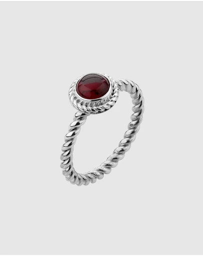 Elli Jewelry - Ring Women Birthstone January Garnet 925 Sterling Silver