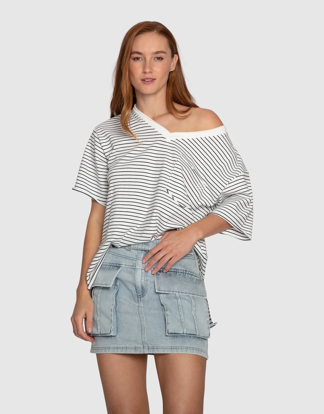 Belle & Bloom - Brave Soul Oversized Striped T-Shirt