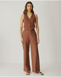 Atmos&Here - Yasmin Linen Blend Cross Back Vest