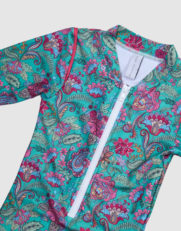 Olga Valentine - Long Sleeve Zip One Piece Swimsuit