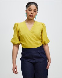 The Social Outfit - Linen Crush Wrap Top