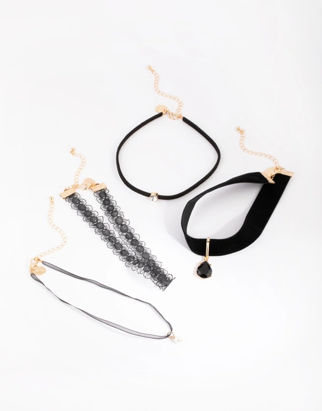 Lovisa - Gold Lace & Teardrop Choker 4-Pack