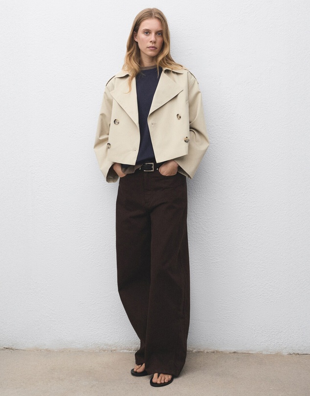 M.N.G - Double-Breasted Cropped Trench Coat